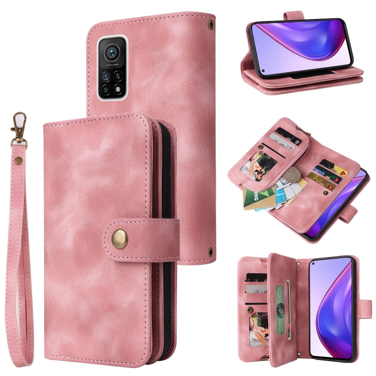 

For Xiaomi Mi 10T 5G / 10T Pro 5G Multifunctional Card Slot Zipper Wallet Leather Phone Case(Rose Gold)