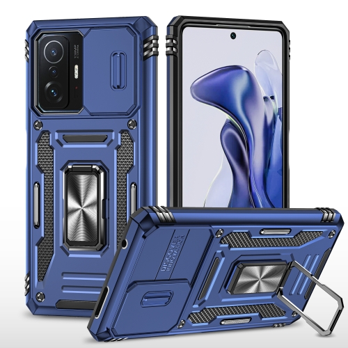 

For Xiaomi 11T Armor PC + TPU Camera Shield Phone Case(Navy Blue)