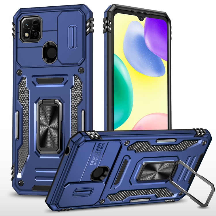 

For Xiaomi Redmi 10C Armor PC + TPU Camera Shield Phone Case(Navy Blue)
