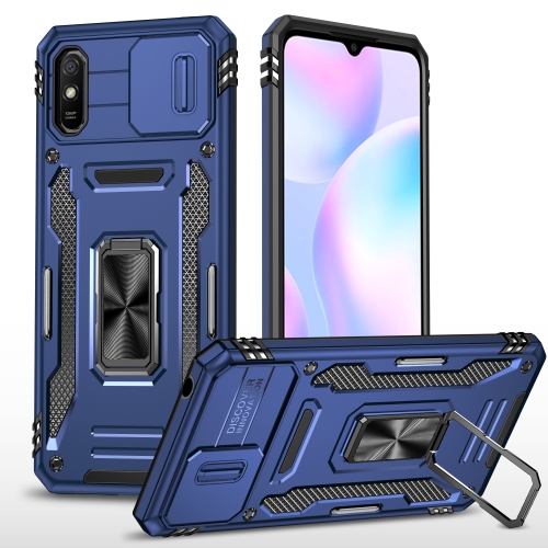 

For Xiaomi Redmi 9A Armor PC + TPU Camera Shield Phone Case(Navy Blue)