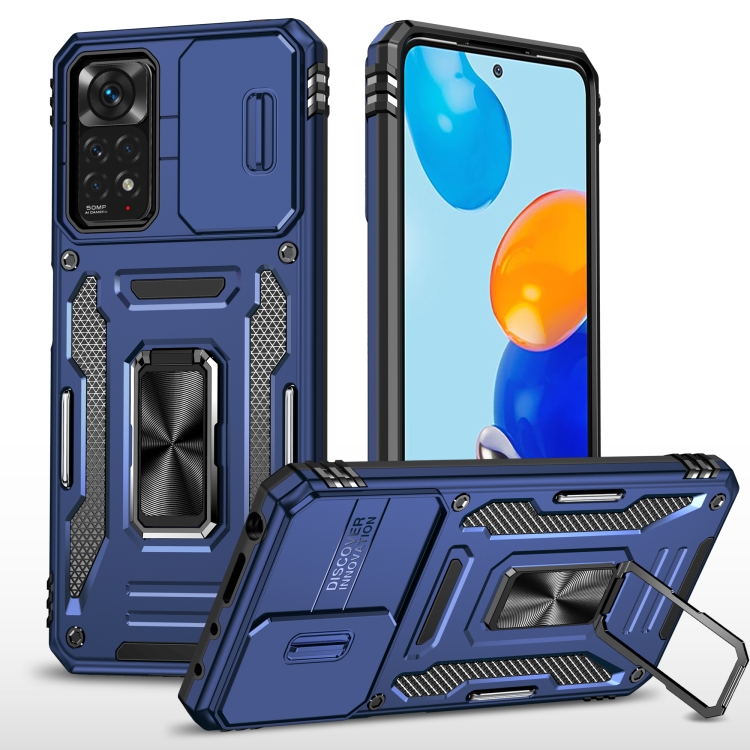 

For Xiaomi Redmi Note 11 Pro Armor PC + TPU Camera Shield Phone Case(Navy Blue)