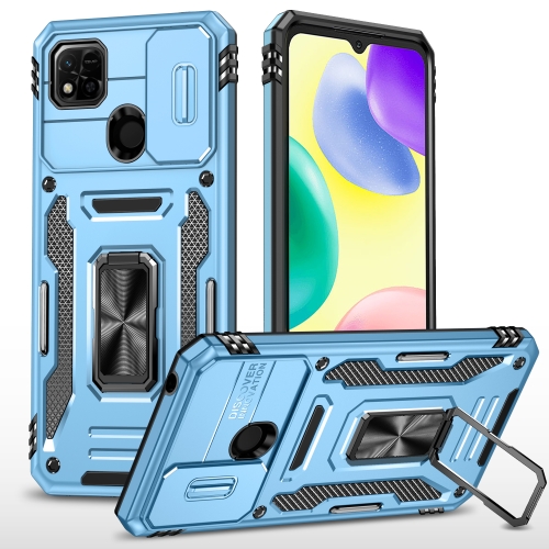 

For Xiaomi Redmi 9C / 10A Armor PC + TPU Camera Shield Phone Case(Light Blue)