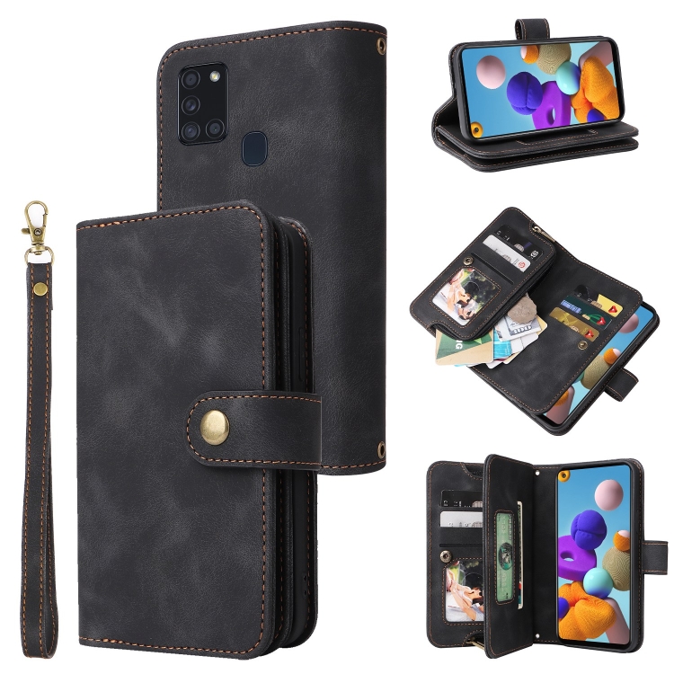 For Samsung Galaxy A21s Multifunctional Card Slot Zipper Wallet