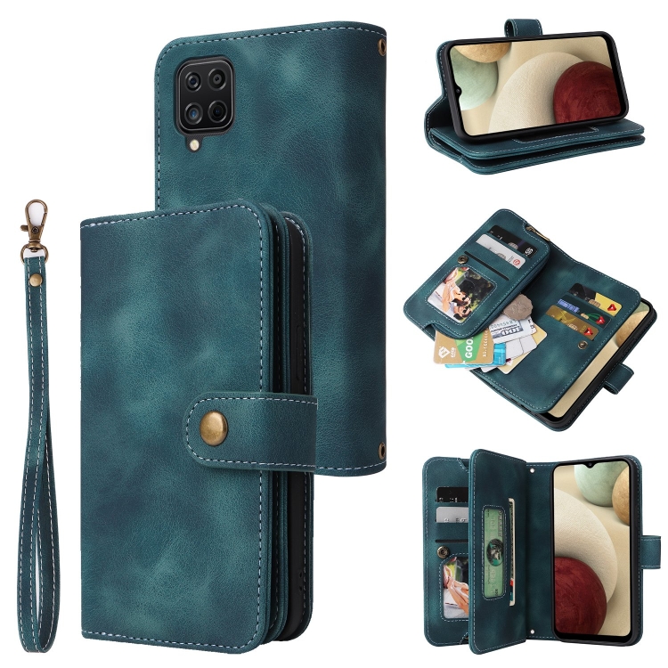 

For Samsung Galaxy A22 4G Multifunctional Card Slot Zipper Wallet Leather Phone Case(Blue)