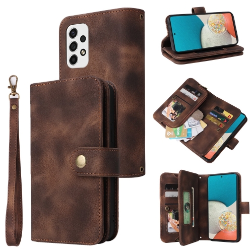 

For Samsung Galaxy A33 5G Multifunctional Card Slot Zipper Wallet Leather Phone Case(Brown)