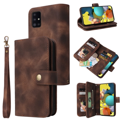 

For Samsung Galaxy A51 4G Multifunctional Card Slot Zipper Wallet Leather Phone Case(Brown)