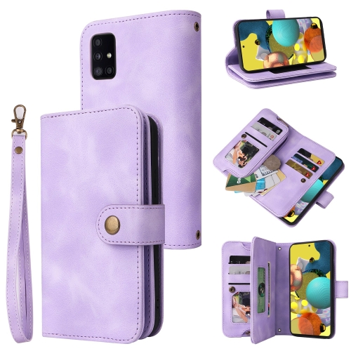 

For Samsung Galaxy A71 4G Multifunctional Card Slot Zipper Wallet Leather Phone Case(Purple)