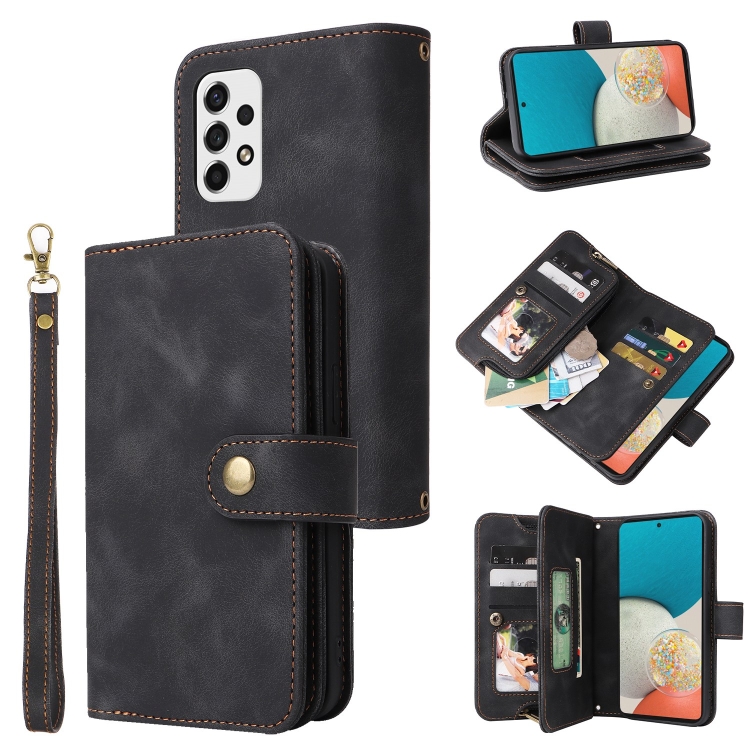 

For Samsung Galaxy A73 5G Multifunctional Card Slot Zipper Wallet Leather Phone Case(Black)