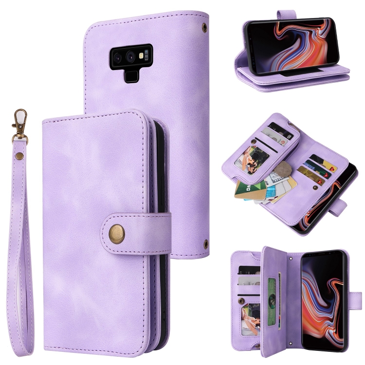 

For Samsung Galaxy Note9 Multifunctional Card Slot Zipper Wallet Leather Phone Case(Purple)
