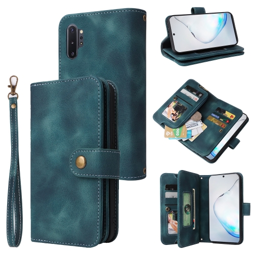 

For Samsung Galaxy Note10+ Multifunctional Card Slot Zipper Wallet Leather Phone Case(Blue)