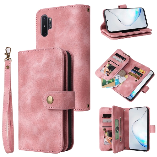 

For Samsung Galaxy Note10+ Multifunctional Card Slot Zipper Wallet Leather Phone Case(Rose Gold)