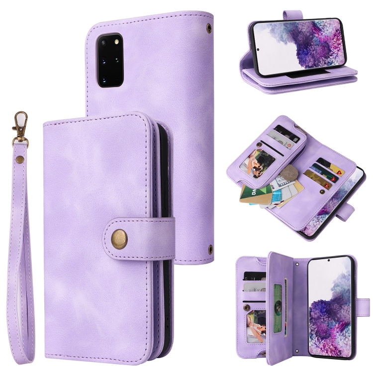 

For Samsung Galaxy S20+ Multifunctional Card Slot Zipper Wallet Leather Phone Case(Purple)