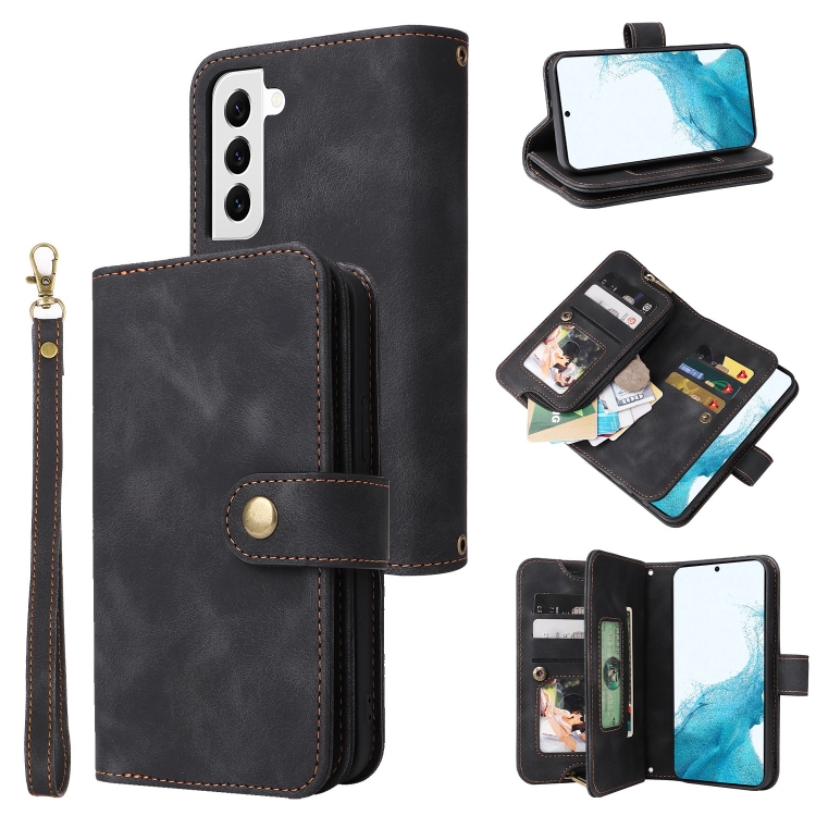 

For Samsung Galaxy S21 5G Multifunctional Card Slot Zipper Wallet Leather Phone Case(Black)