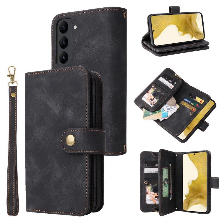 

For Samsung Galaxy S23 5G Multifunctional Card Slot Zipper Wallet Leather Phone Case(Black)