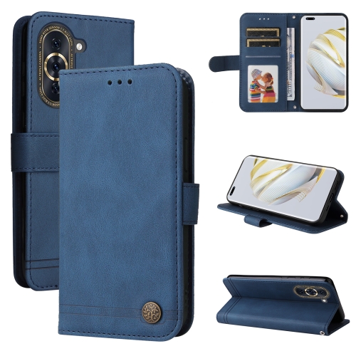

For Huawei nova 10 Pro Skin Feel Life Tree Metal Button Leather Phone Case(Blue)