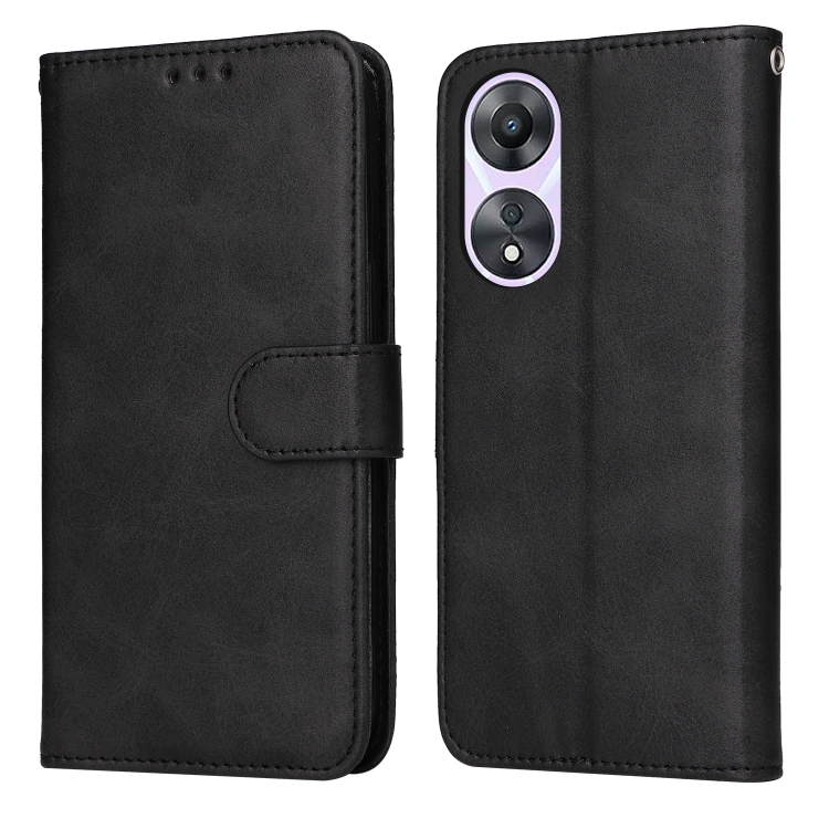 

For OPPO A58 5G Classic Calf Texture Flip Leather Phone Case(Black)
