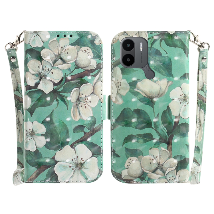 

For Xiaomi Redmi A1+ 3D Colored Pattern Flip Leather Phone Case(Watercolor Flower)