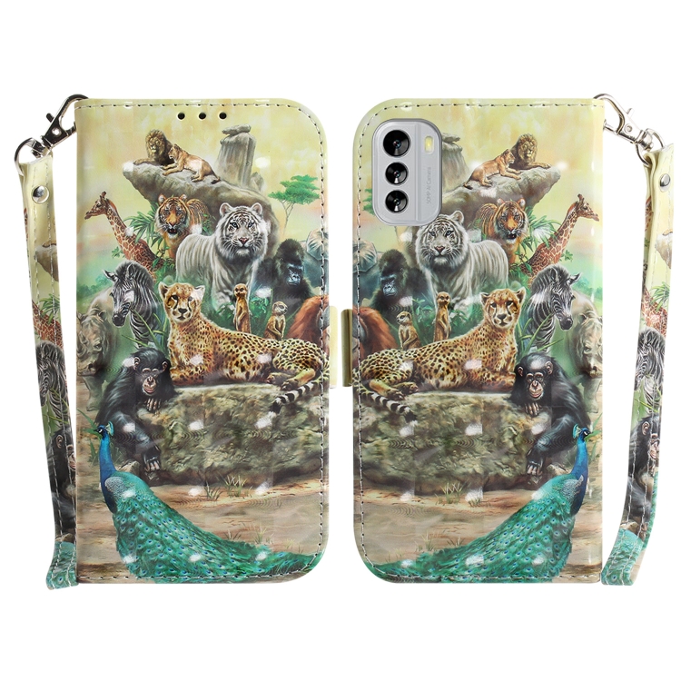 

For Nokia G60 3D Colored Pattern Flip Leather Phone Case(Zoo)