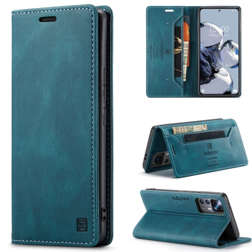 

For Xiaomi 12T／12T Pro AutSpace A01 Retro Skin-feel Crazy Horse Texture Leather Phone Case(Blue)