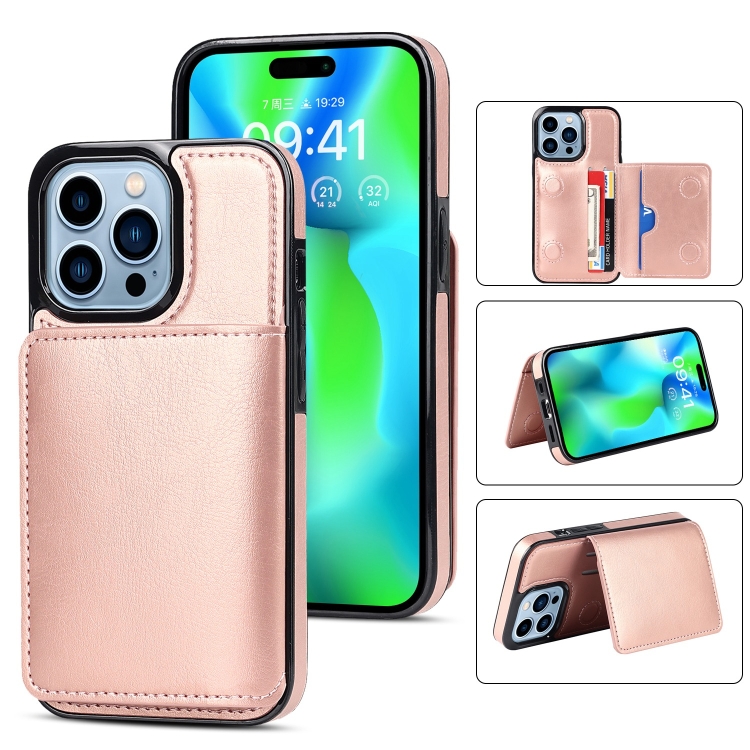 

For iPhone 14 Pro Shockproof PU + TPU Phone Case(Rose Gold)