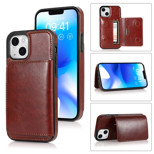 

For iPhone 14 Shockproof PU + TPU Phone Case(Brown)