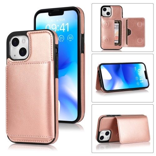 

For iPhone 14 Plus Shockproof PU + TPU Phone Case(Rose Gold)