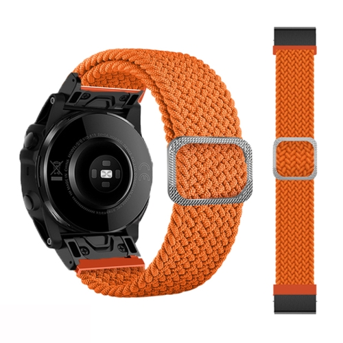 

For Garmin Fenix 7 Adjustable Nylon Braided Elasticity Watch Band(Orange)