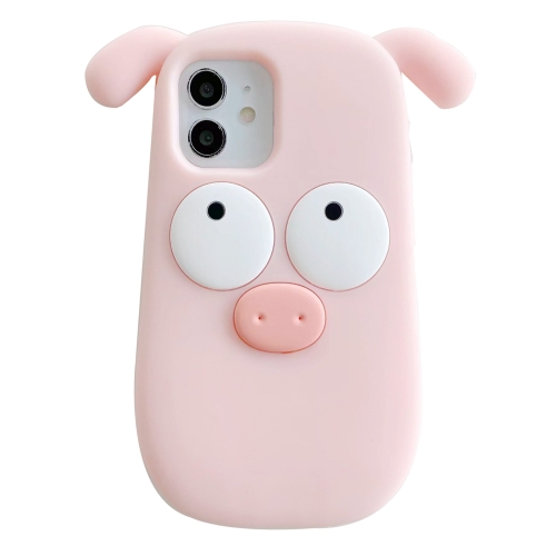 

For iPhone 11 3D Cute Pig Silicone Phone Case(Pink)