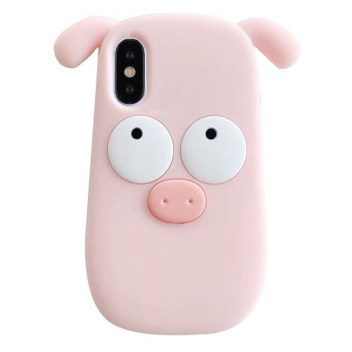 

For iPhone X / XS 3D Cute Pig Silicone Phone Case(Pink)