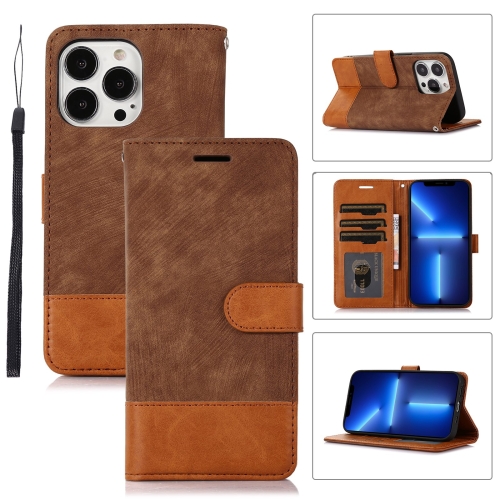 

For iPhone 13 Pro Splicing Leather Phone Case(Brown)