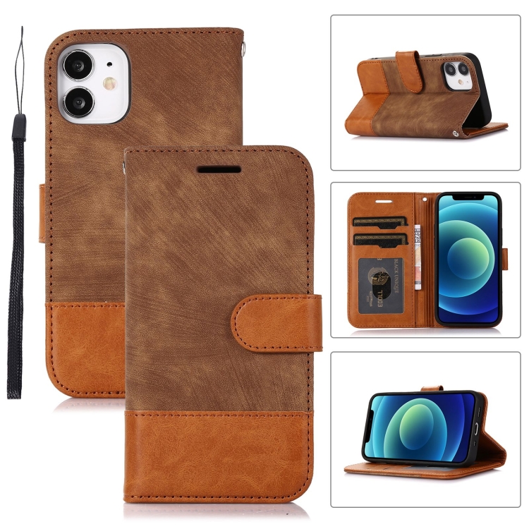 

For iPhone 12 mini Splicing Leather Phone Case(Brown)