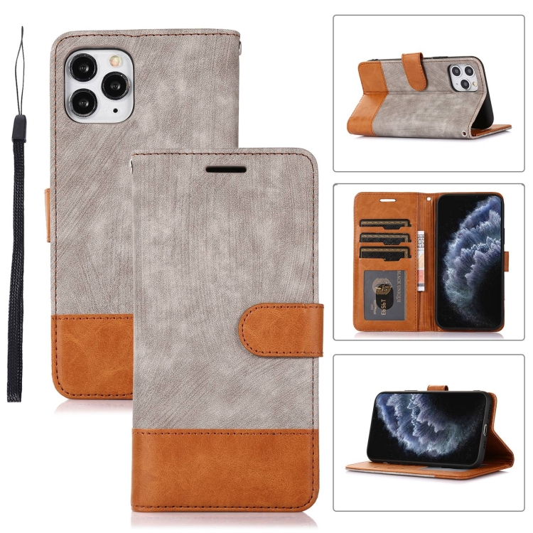 

For iPhone 11 Pro Max Splicing Leather Phone Case(Grey)