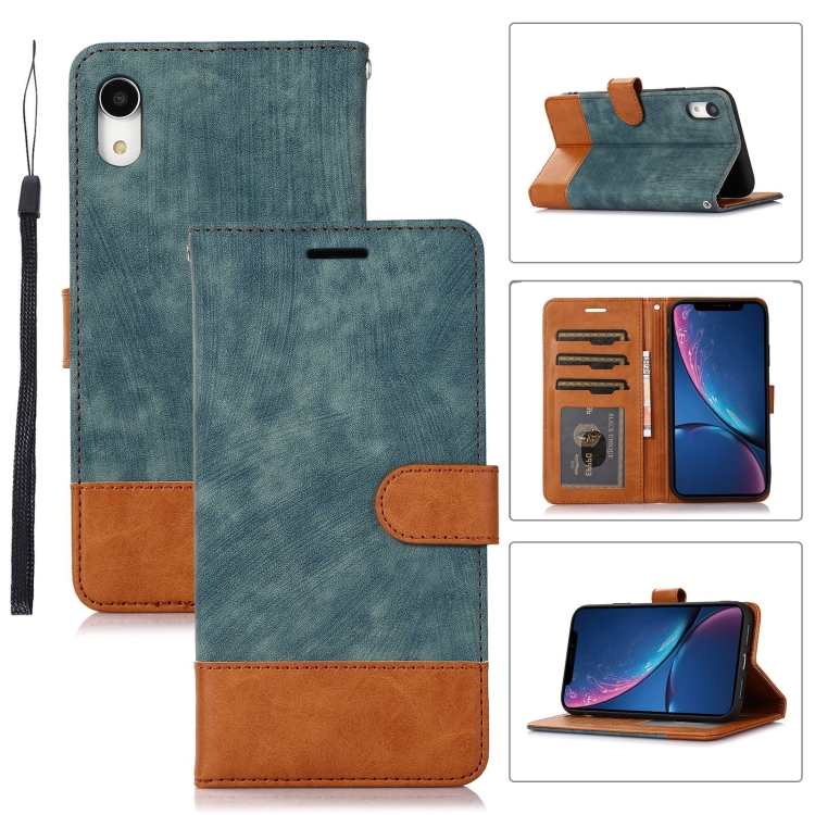 

For iPhone XR Splicing Leather Phone Case(Green)