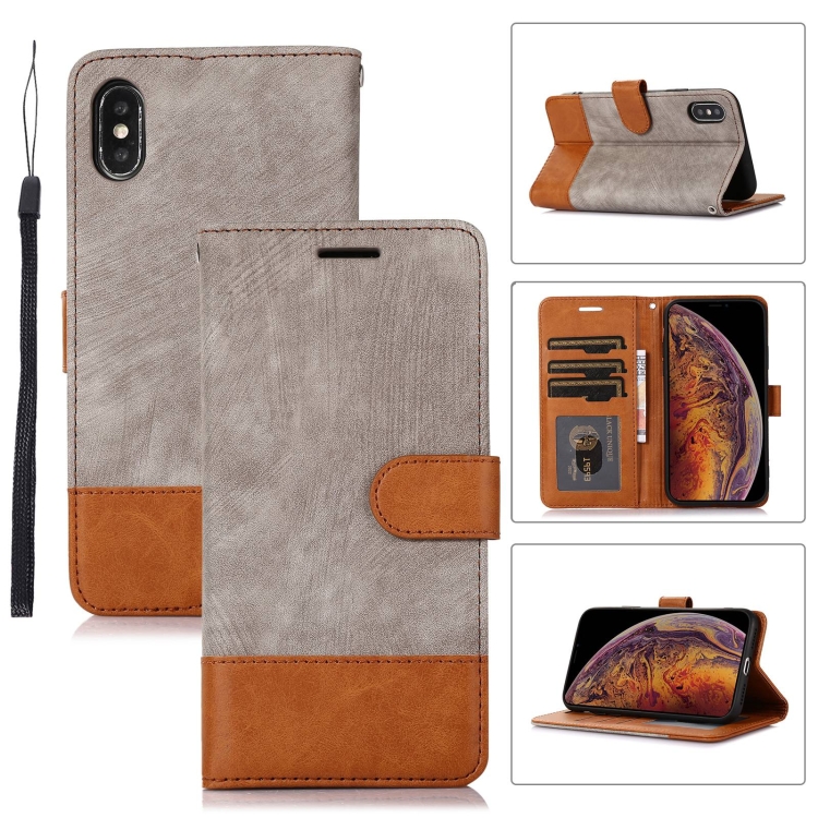 

For iPhone XS Max Splicing Leather Phone Case(Grey)