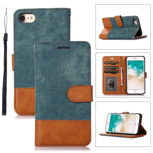 

For iPhone SE 2022 / SE 2020 / 7 / 8 Splicing Leather Phone Case(Green)
