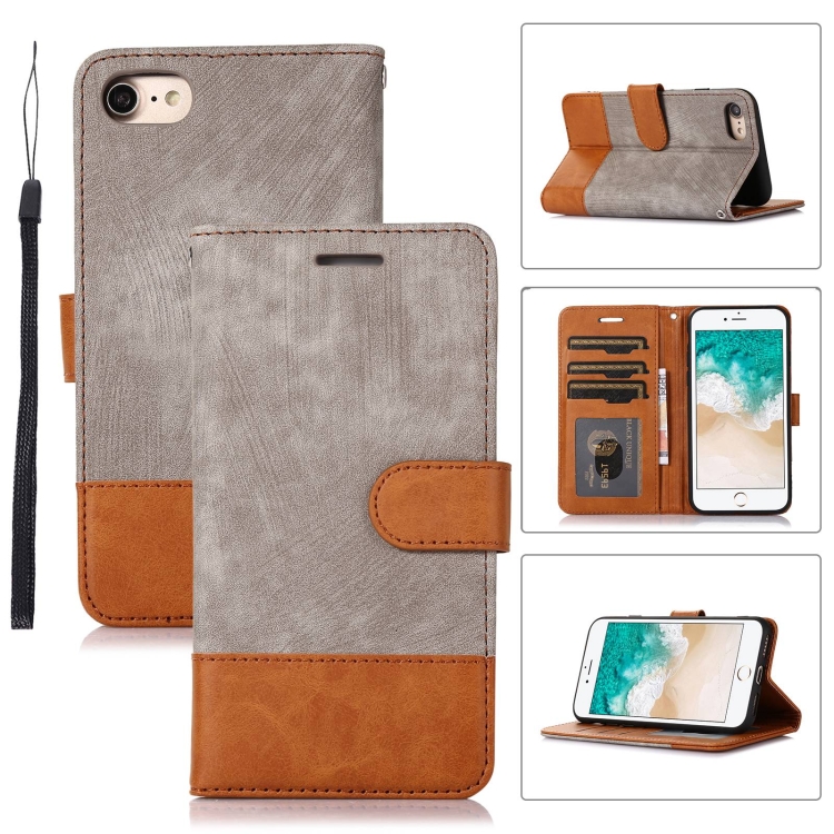 

For iPhone SE 2022 / SE 2020 / 7 / 8 Splicing Leather Phone Case(Grey)