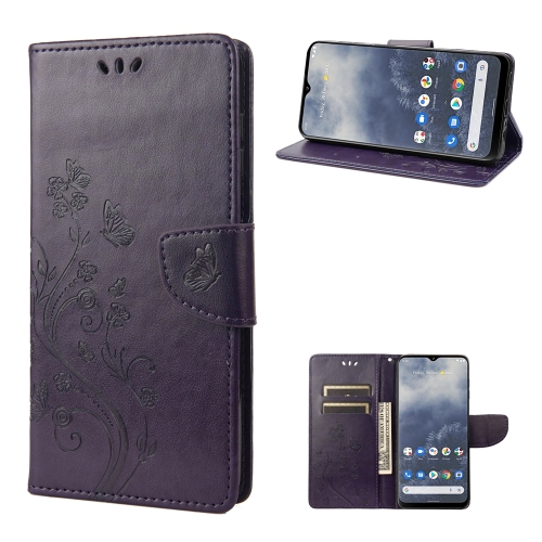 

For Nokia G60 Butterfly Flower Pattern Leather Phone Case(Deep Purple)