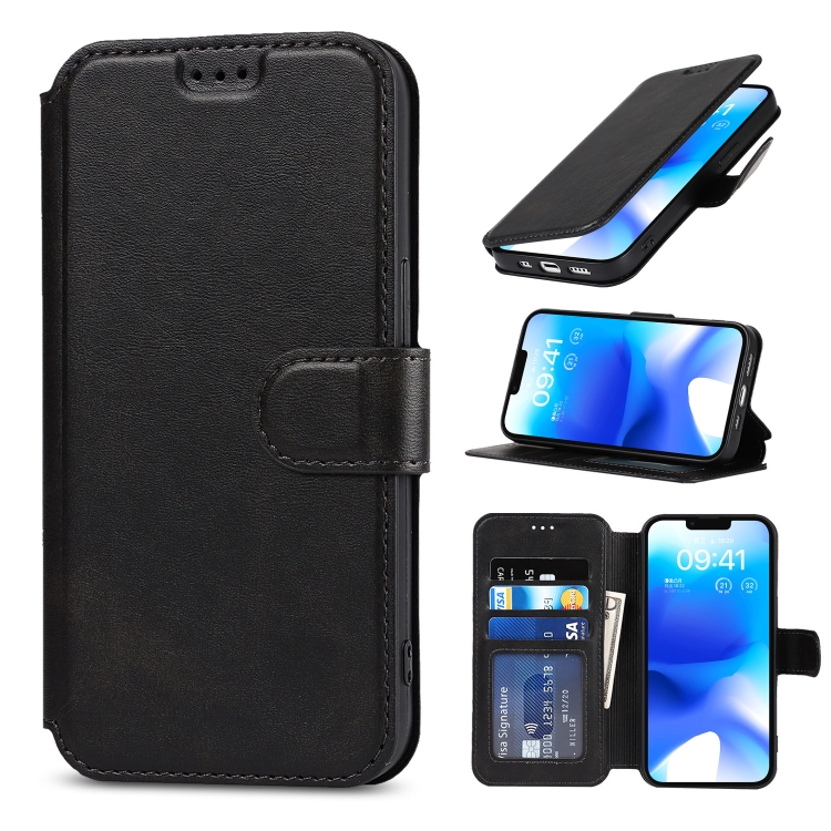 

For iPhone 14 Shockproof PU + TPU Leather Phone Case(Black)
