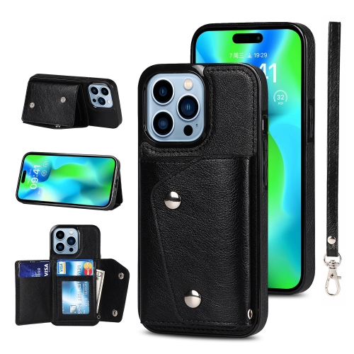 

For iPhone 14 Pro Max Card Slots PU + TPU Leather Phone Case(Black)