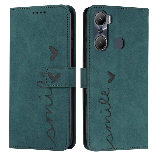 

For Infinix Hot 12 Pro Skin Feel Heart Pattern Leather Phone Case(Green)