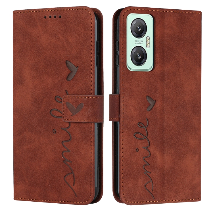 

For Infinix Hot 20 5G Skin Feel Heart Pattern Leather Phone Case(Brown)