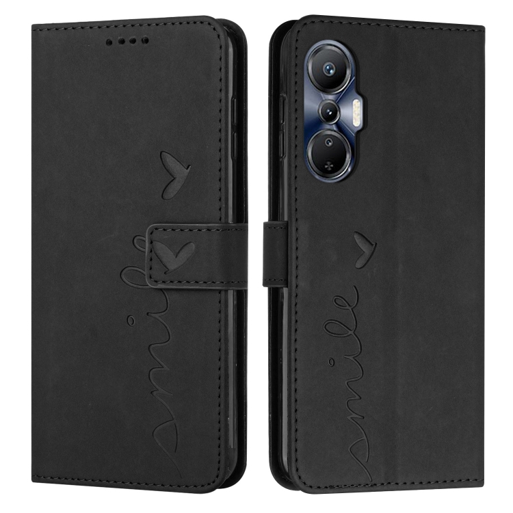 

For Infinix Hot 20S Skin Feel Heart Pattern Leather Phone Case(Black)