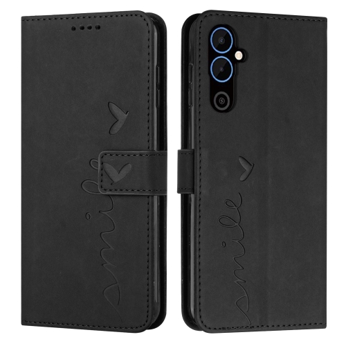 

For Tecno Pova Neo 2 Skin Feel Heart Pattern Leather Phone Case(Black)