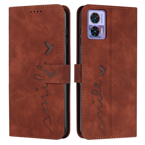 

For Motorola Edge 30 Neo / Edge 30 Lite Skin Feel Heart Pattern Leather Phone Case(Brown)