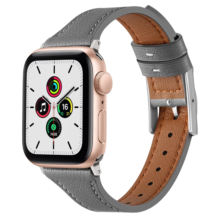 

Genuine Leather Breathable Watch Band For Apple Watch Series 8&7 41mm / SE 2&6&SE&5&4 40mm / 3&2&1 38mm(Grey)