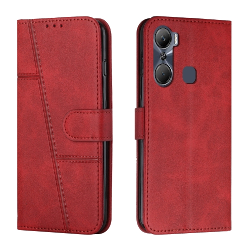 

For Infinix Hot 12 Pro Stitching Calf Texture Buckle Leather Phone Case(Red)