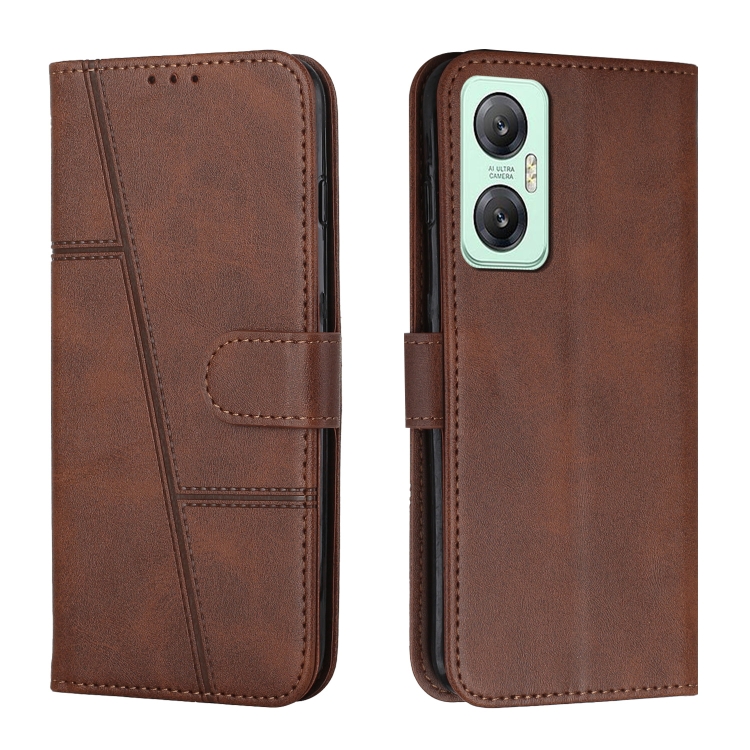 

For Infinix Hot 20 5G Stitching Calf Texture Buckle Leather Phone Case(Brown)