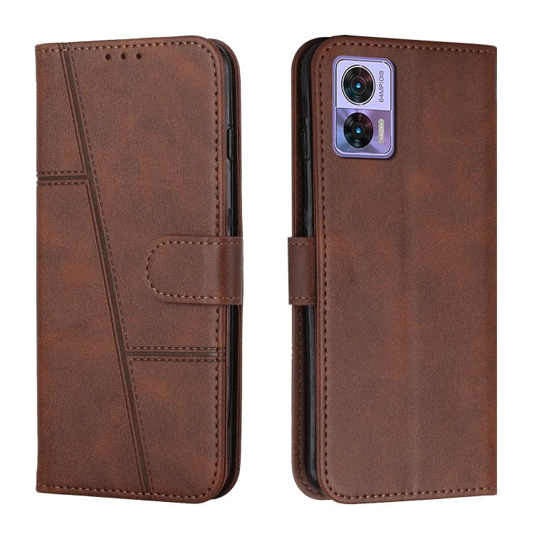 

For Motorola Edge 30 Neo / Edge 30 Lite Stitching Calf Texture Buckle Leather Phone Case(Brown)