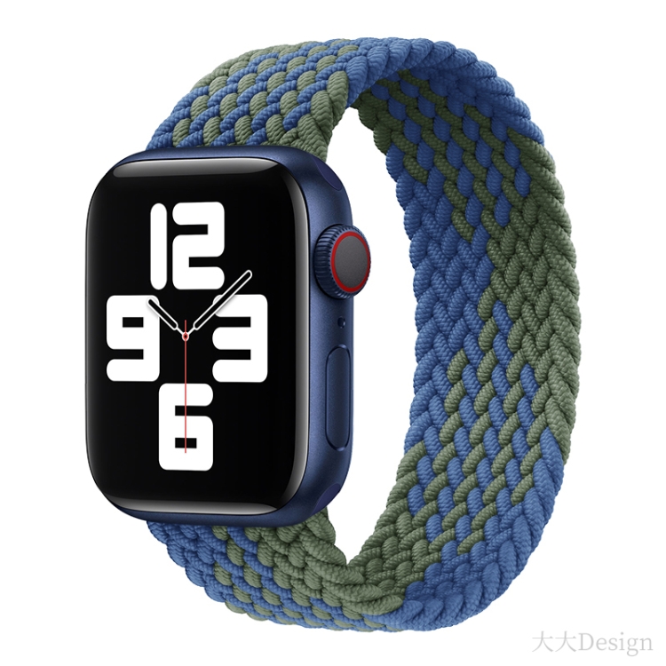 

Nylon Single-turn Braided Watch Band For Apple Watch Ultra 49mm / Series 8&7 45mm / SE 2&6&SE&5&4 44mm / 3&2&1 42mm, Length:135mm(Z Blue Green)