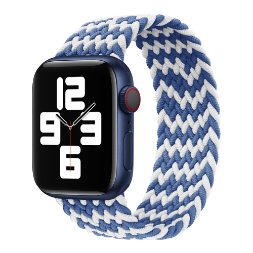 

Nylon Single-turn Braided Watch Band For Apple Watch Ultra 49mm / Series 8&7 45mm / SE 2&6&SE&5&4 44mm / 3&2&1 42mm, Length:145mm (Blue to white)